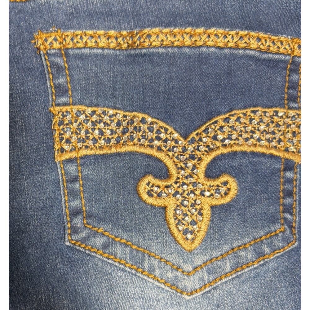 Bamboo Women's 15 Embellished HR Flare Leg Denim Jeans Studded Rhinestones 31x30 - Picture 5 of 10